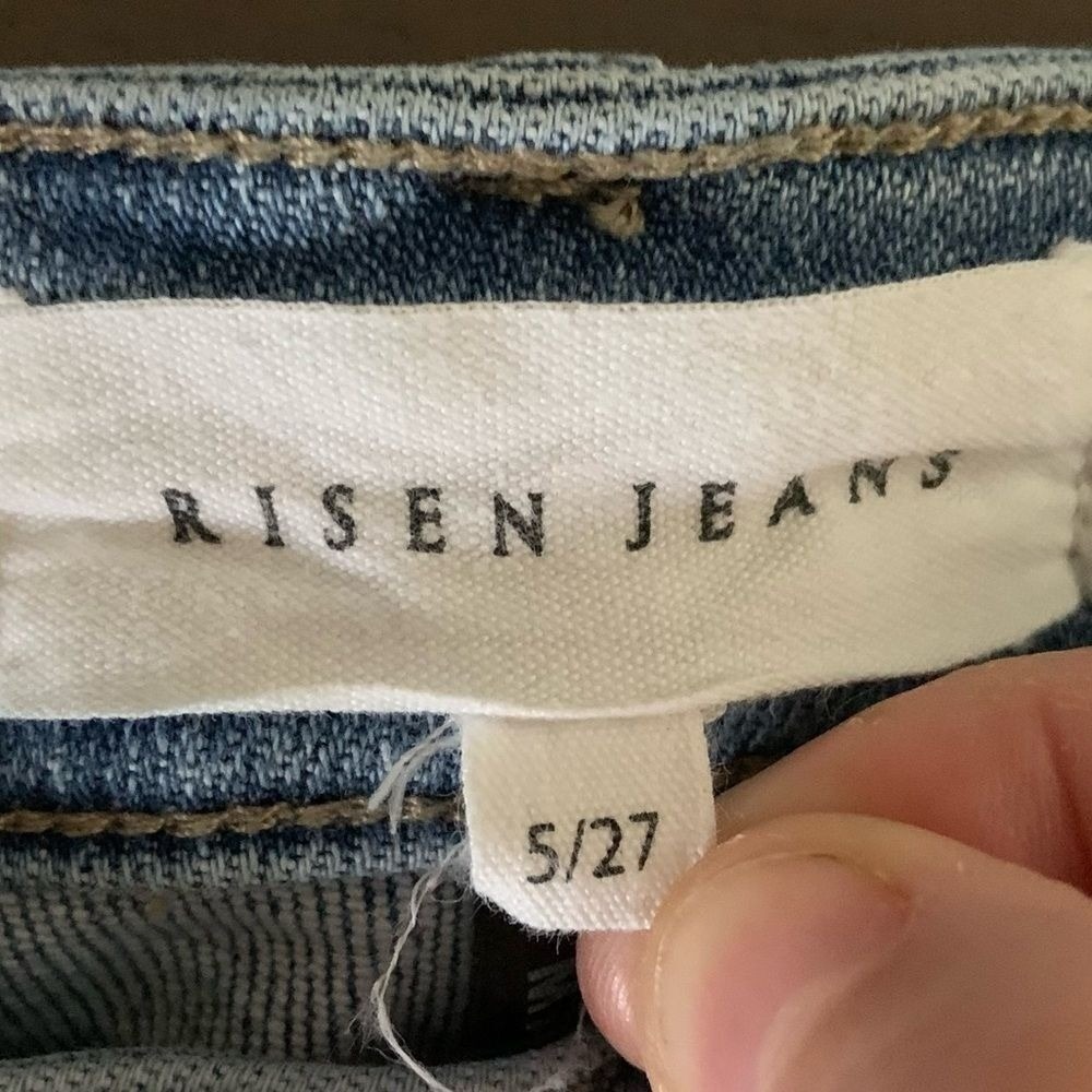 RISEN JEANS High Rise Distressed Raw Hem Straight Leg Jeans Size 5 / 27 - Picture 11 of 16